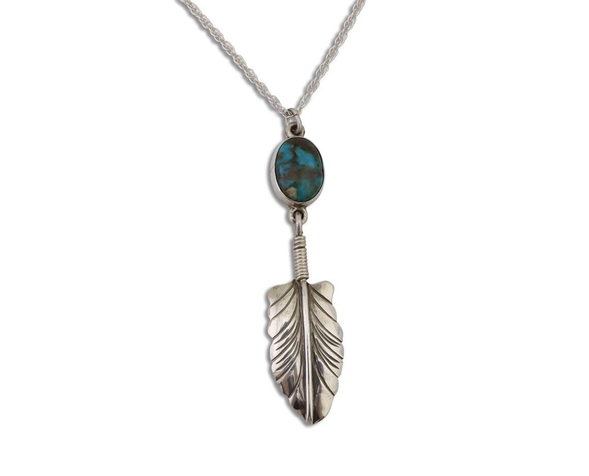 Navajo Turquoise Necklace 925 Silver Artist Signed M Montoya C.80's