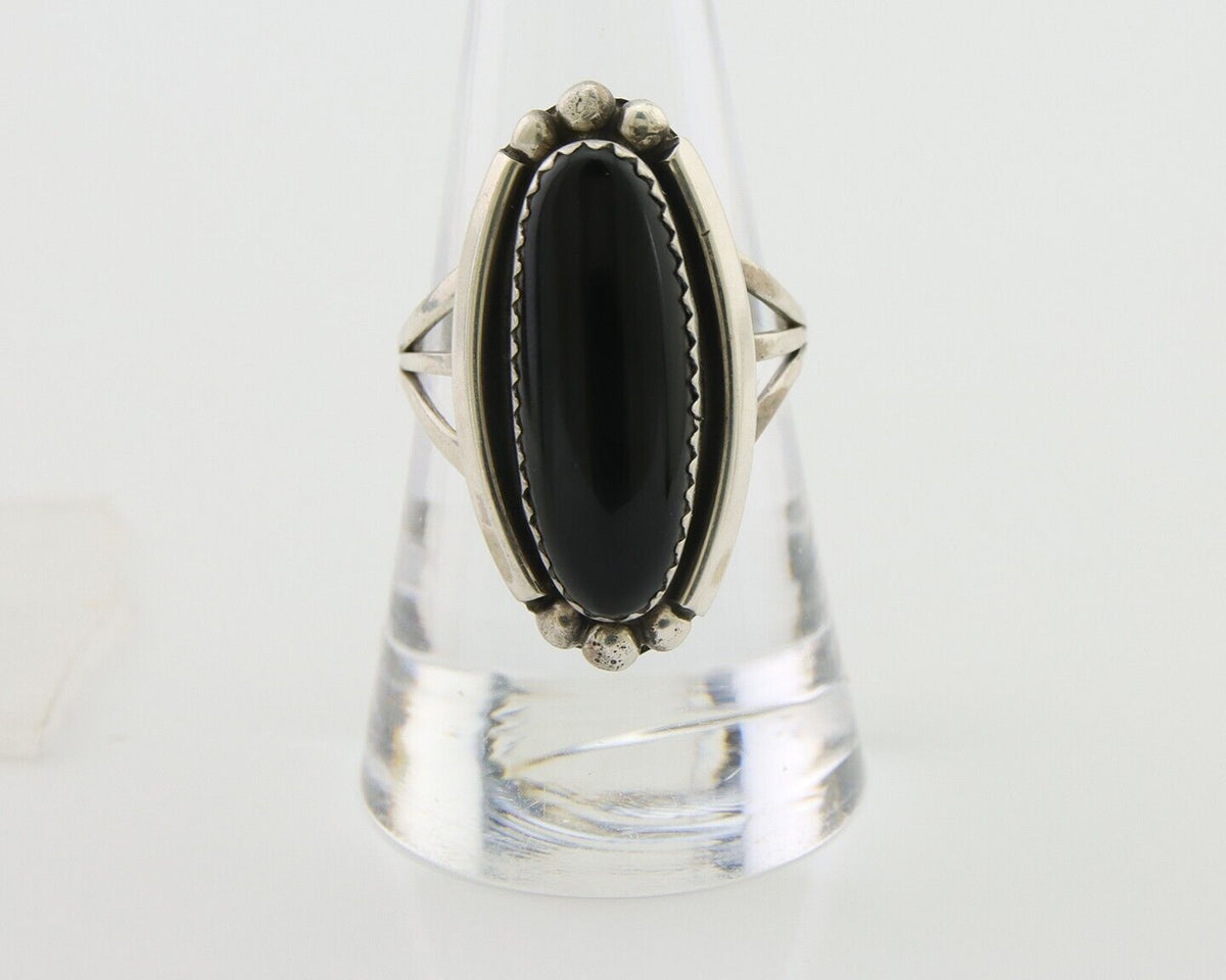 Navajo Handmade Ring 925 Silver Black Onyx Native American Artist C.80's