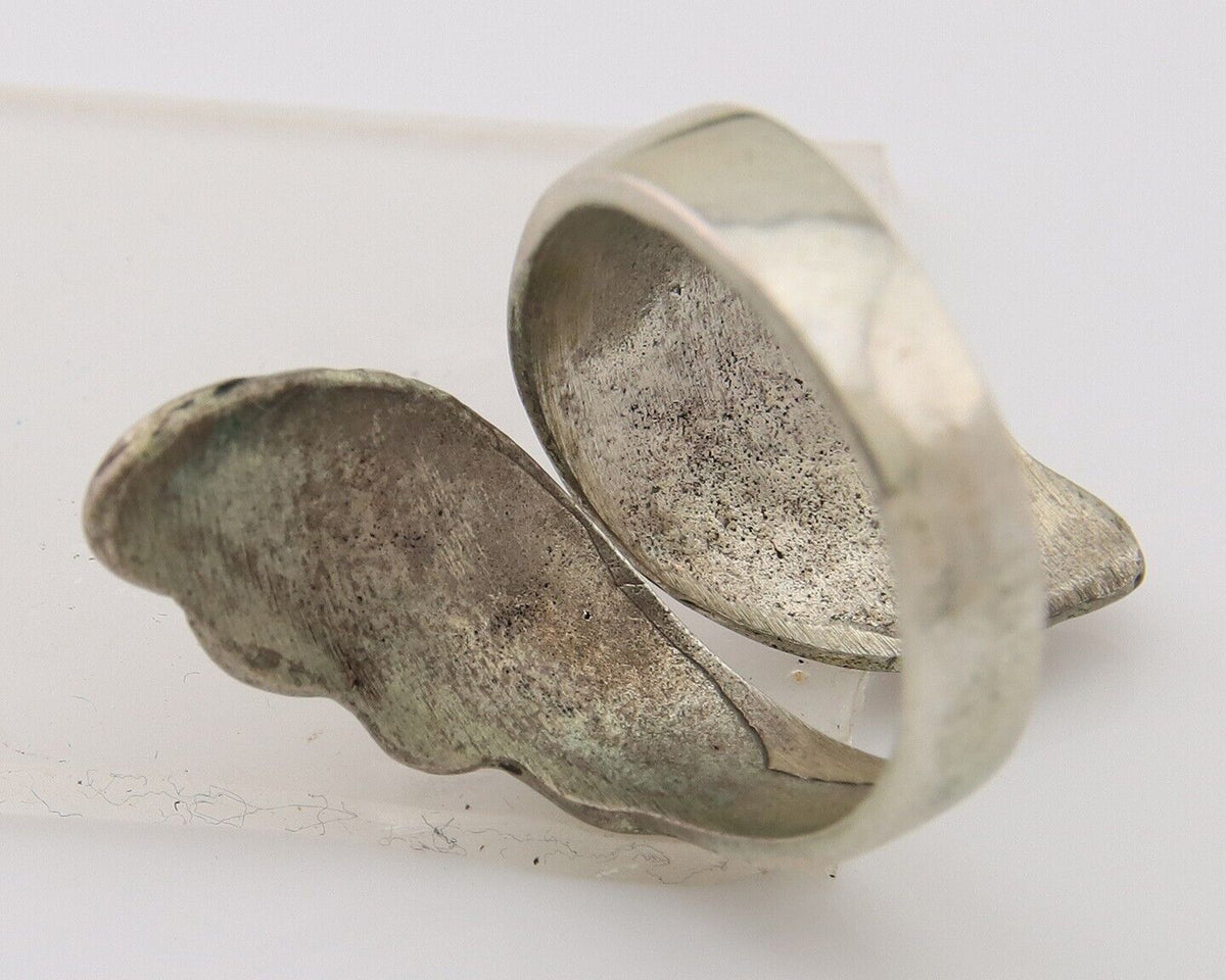 Navajo Ring 925 Silver Chip Inlay Coral Native Artist C.80's