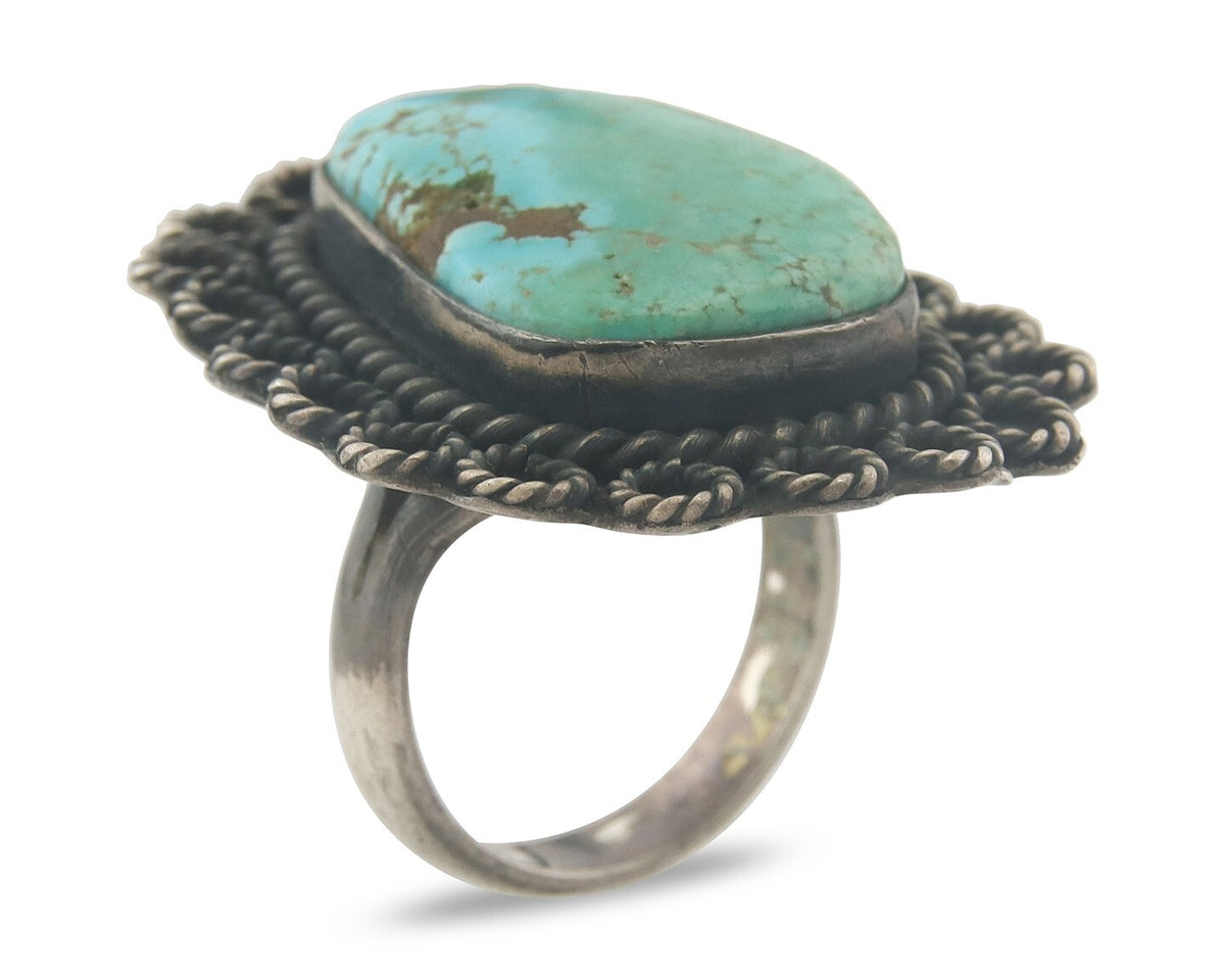 Vintage Navajo Ring 925 Sterling Authentic Traditional Turquoise Handmade Sz 5.5