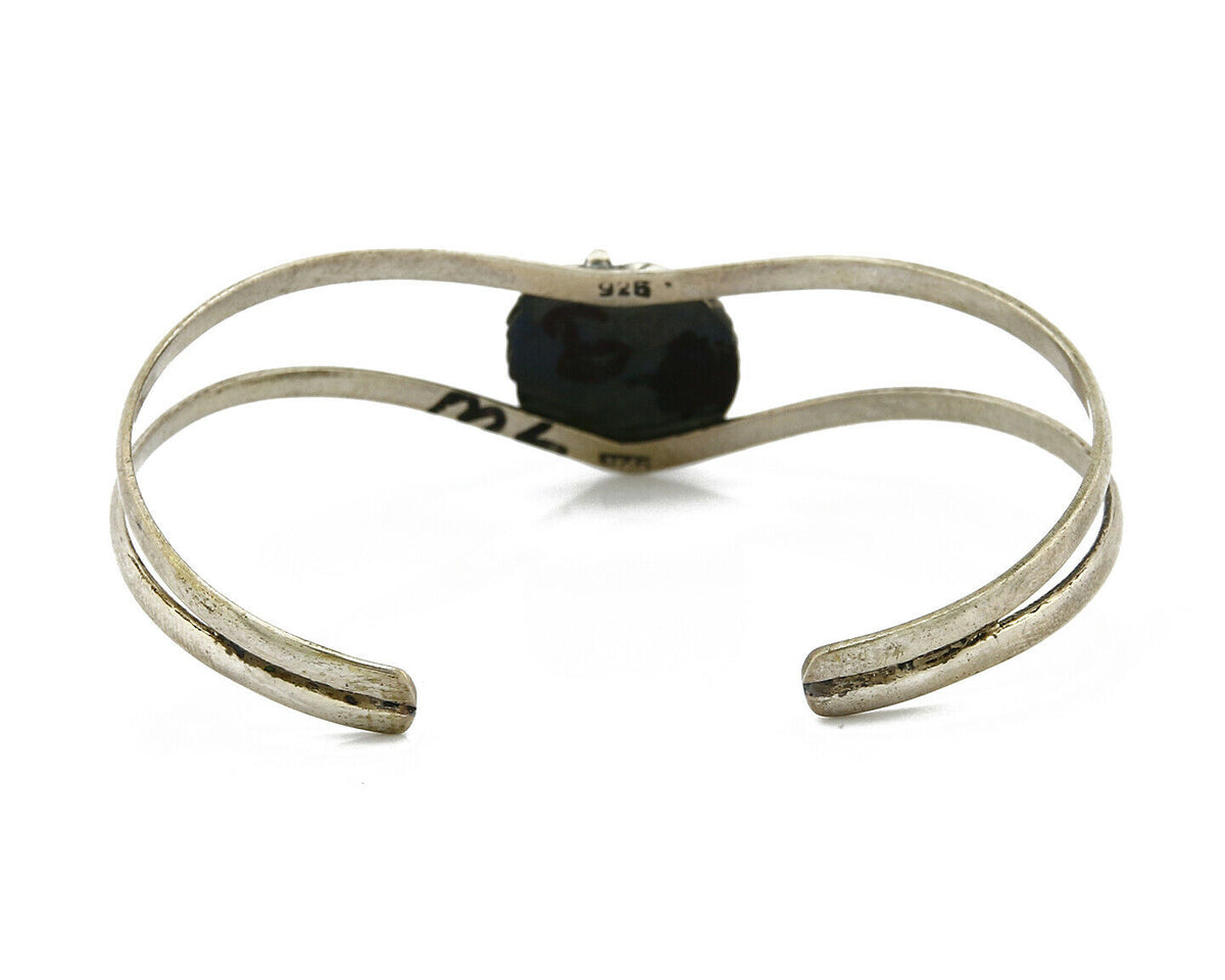 Navajo Handmade .925 Silver Natural Mined Bisbee Turquoise Cuff