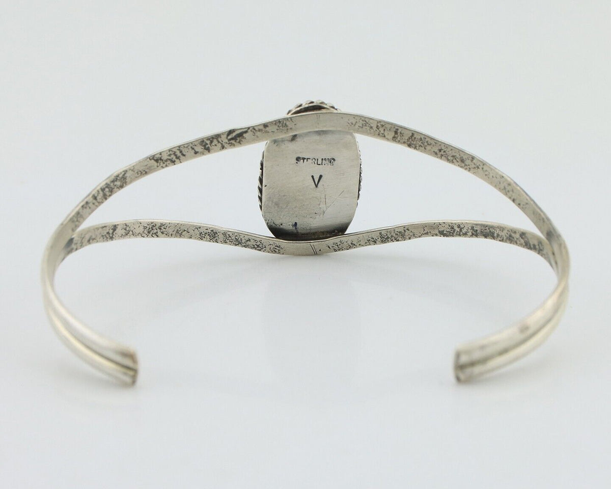 Navajo Bracelet 925 Silver Sleeping Beauty Turquoise Signed Robert Vandover C80s