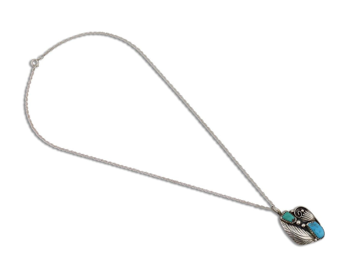 Navajo Turquoise Handmade Necklace 925 Silver Artist Signed PM C.80s