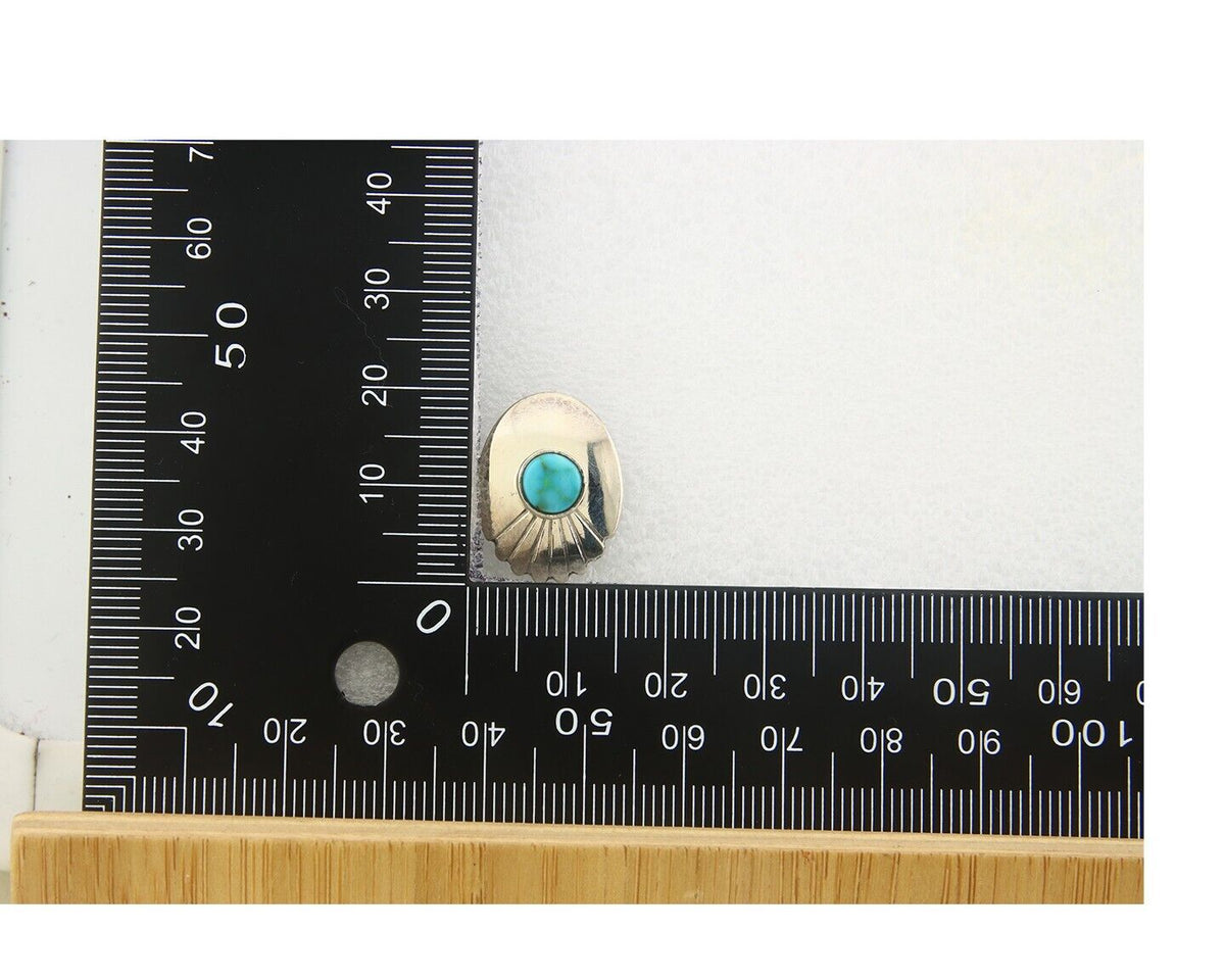 Navajo Earrings 925 Silver Handmade Natural Turquoise Signed Wilson Padila C80s