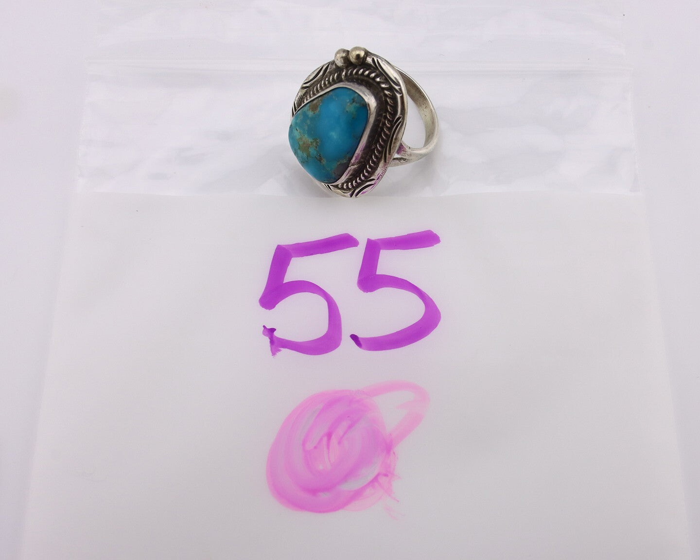 Navajo Ring 925 Silver Natural Blue Turquoise Native American Artist C.80's