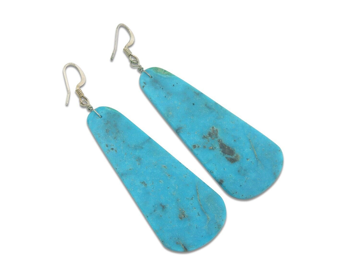 Santo Domingo Earrings 925 Silver Natural Turquoise Native American Artist C80s