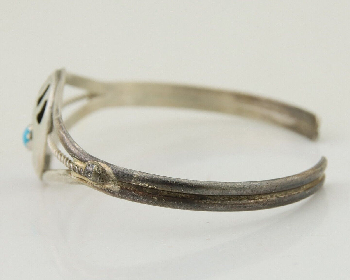 Navajo Paw Bracelet 925 Silver Blue Turquoise Native American Artist C.80's