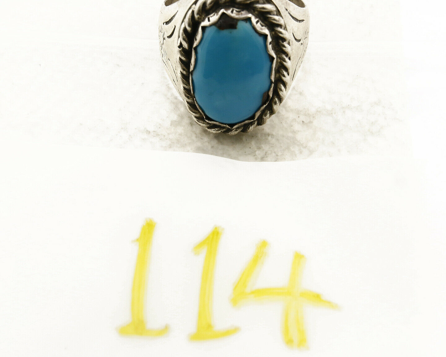 Navajo Ring .925 SOLID Silver Kingman Turquoise Artist Martha Cayatineto
