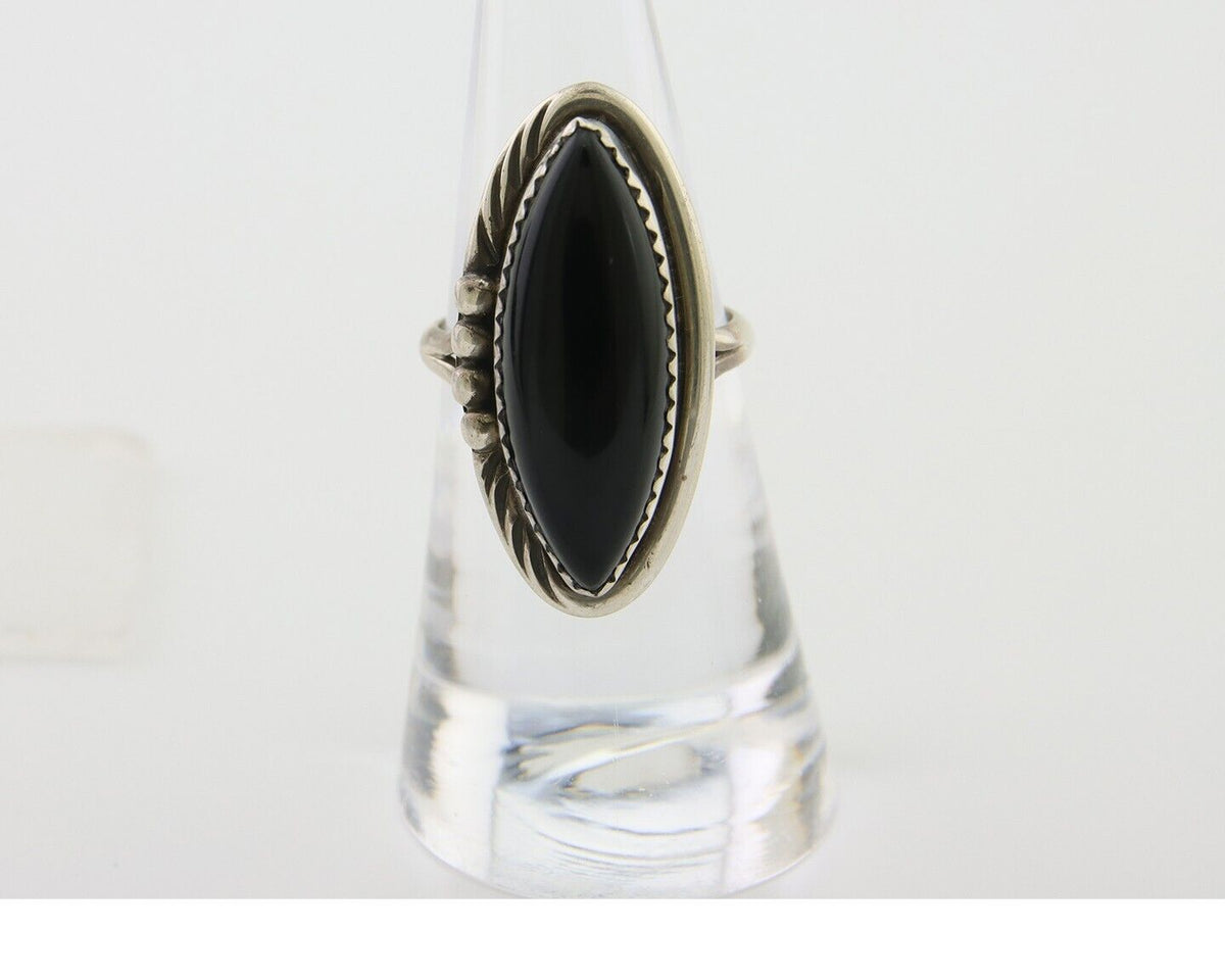 Navajo Handmade Ring 925 Silver Black Onyx Native American Artist C.80's