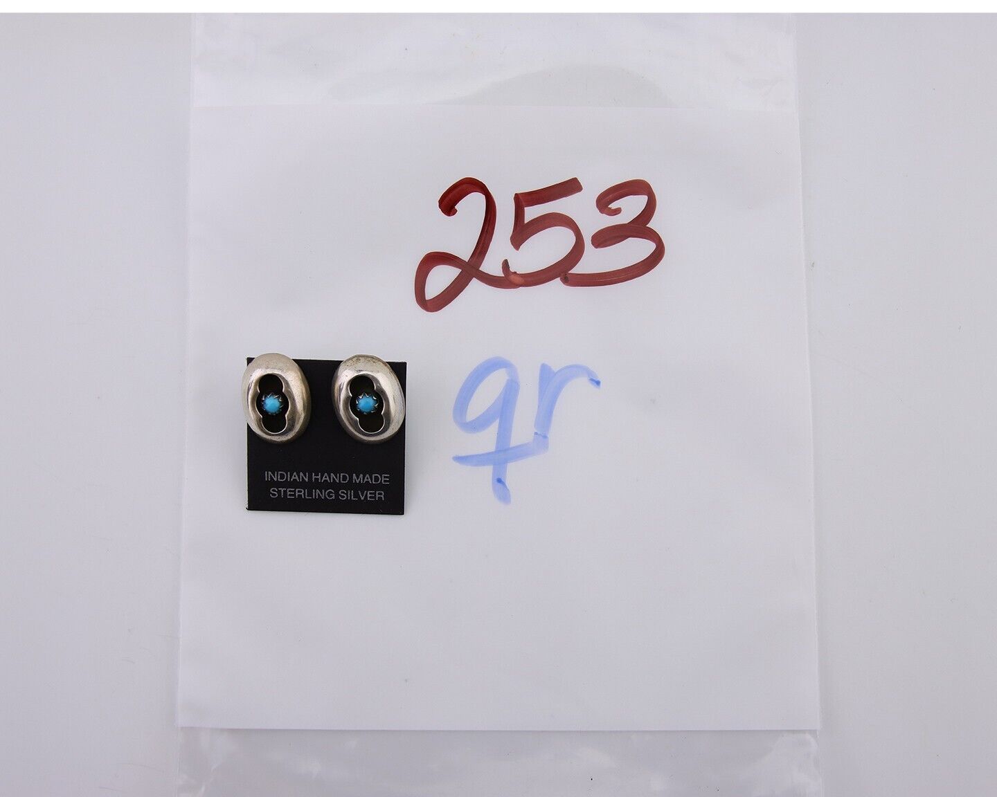 Navajo Handmade Earrings 925 Silver Natural Turquoise Native American Artist 80s