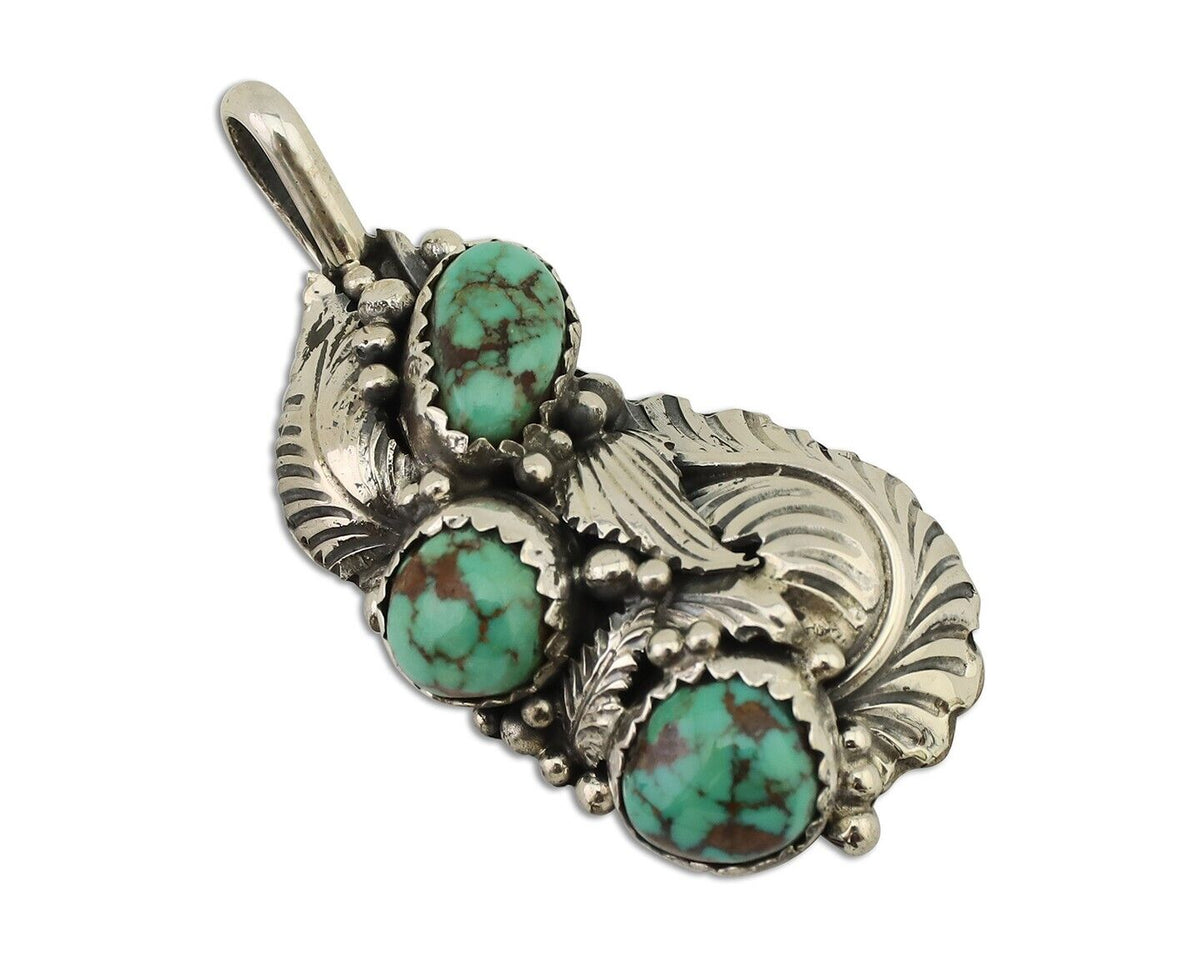 Navajo Pendant 925 Silver Natural Bisbee Turquoise Signed Tom Willeto C.80's