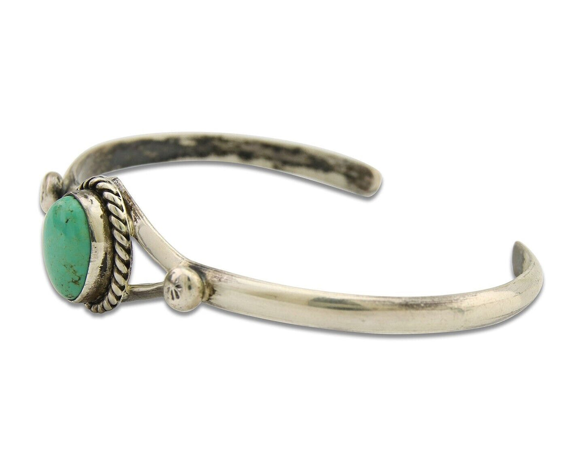 Navajo Cuff Bracelet 925 Silver Turquoise Native American Artist Handmade C.80's