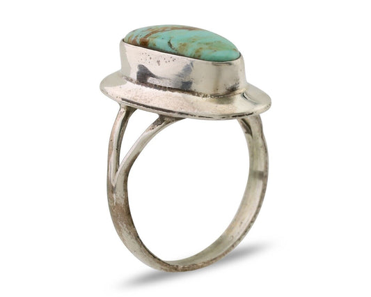 Navajo Handmade Ring 925 Silver Blue Turquoise Artist Signed Kachina C.80's