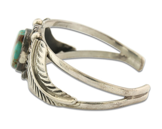 Vintage Navajo Bracelet 925 Silver Turquoise Tranditional Handmade Signed Gecko