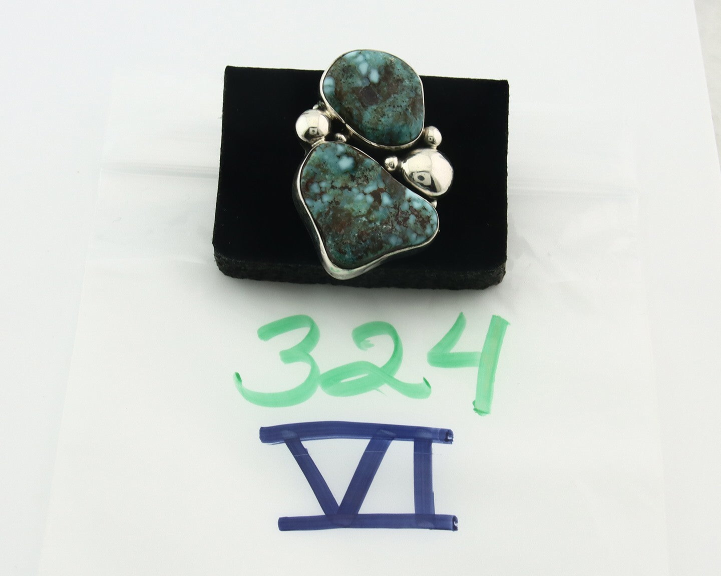 Vintage Navajo Ring 925 Sterling Silver Turquoise Signed David Zachary Size 7.0