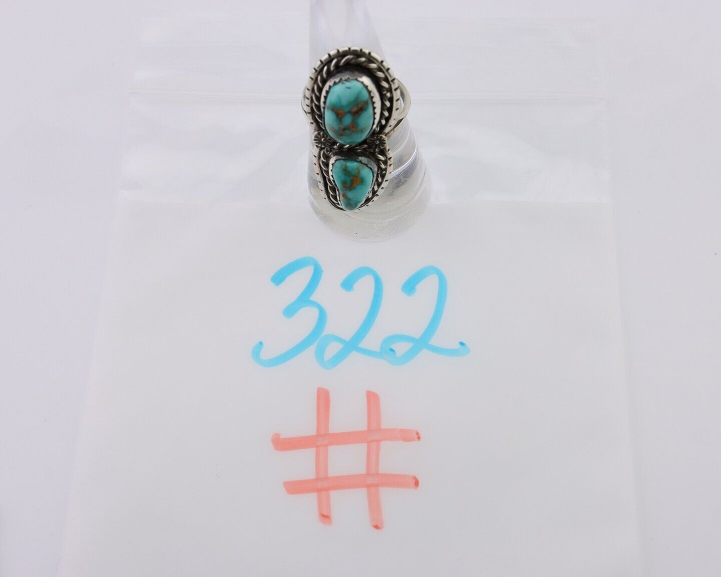 Navajo Ring 925 Silver Natural Spiderweb Turquoise Signed Tom Willeto C.80's