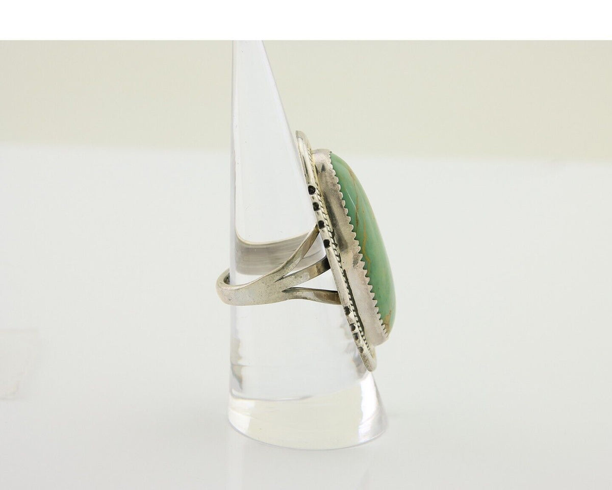 Navajo Ring 925 Silver Green Turquoise Native American Artist C.80's