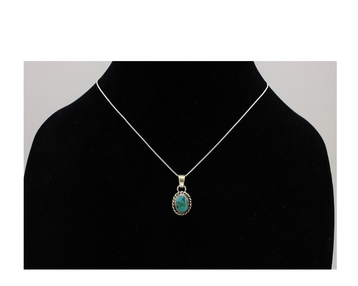 Navajo Necklace 925 Silver Natural Kingman Turquoise Native Artist C.2008