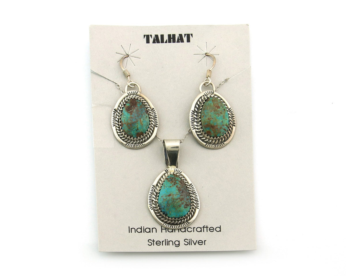 Navajo Necklace Earrings Set Sterling Silver Turquoise Vintage Signed Begay