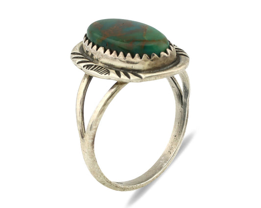 Navajo Ring .925 Silver Royston Turquoise Native American Artist C.1980's