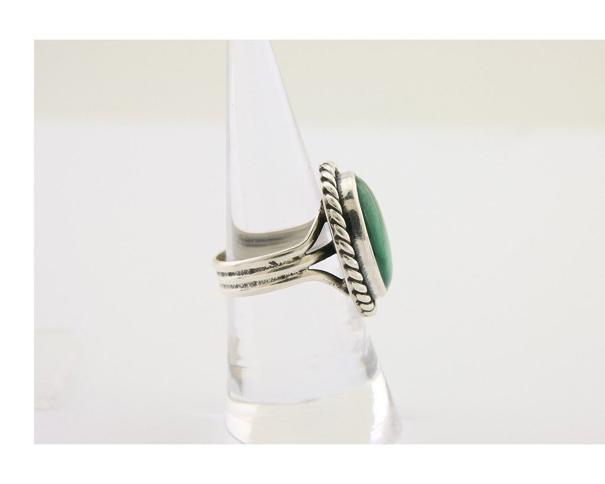 Navajo Ring 925 Silver Natural Malachite Native American Artist C.80's