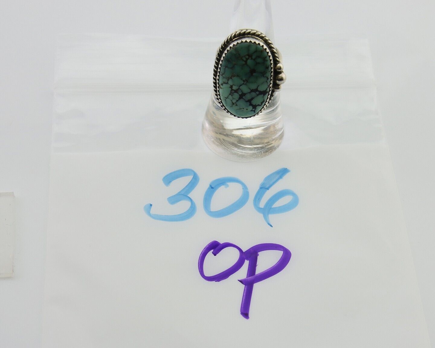 Navajo Handmade Ring 925 Silver Spiderweb Turquoise Native Artist C.80's
