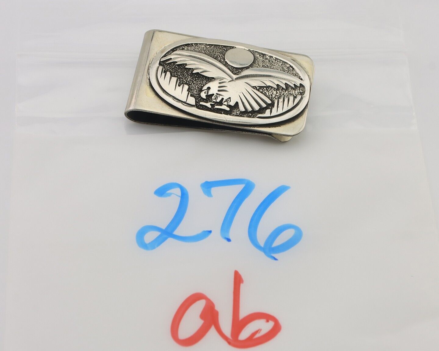 Navajo Eagle Money Clip .925 Silver & .999 Nickle Signed Gibson Gene C.80's