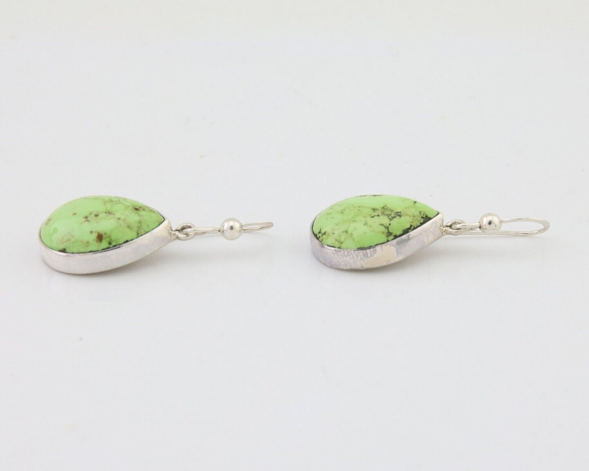 Navajo Dangle Earrings 925 Silver Natural Gaspeite Native Artist C.80's