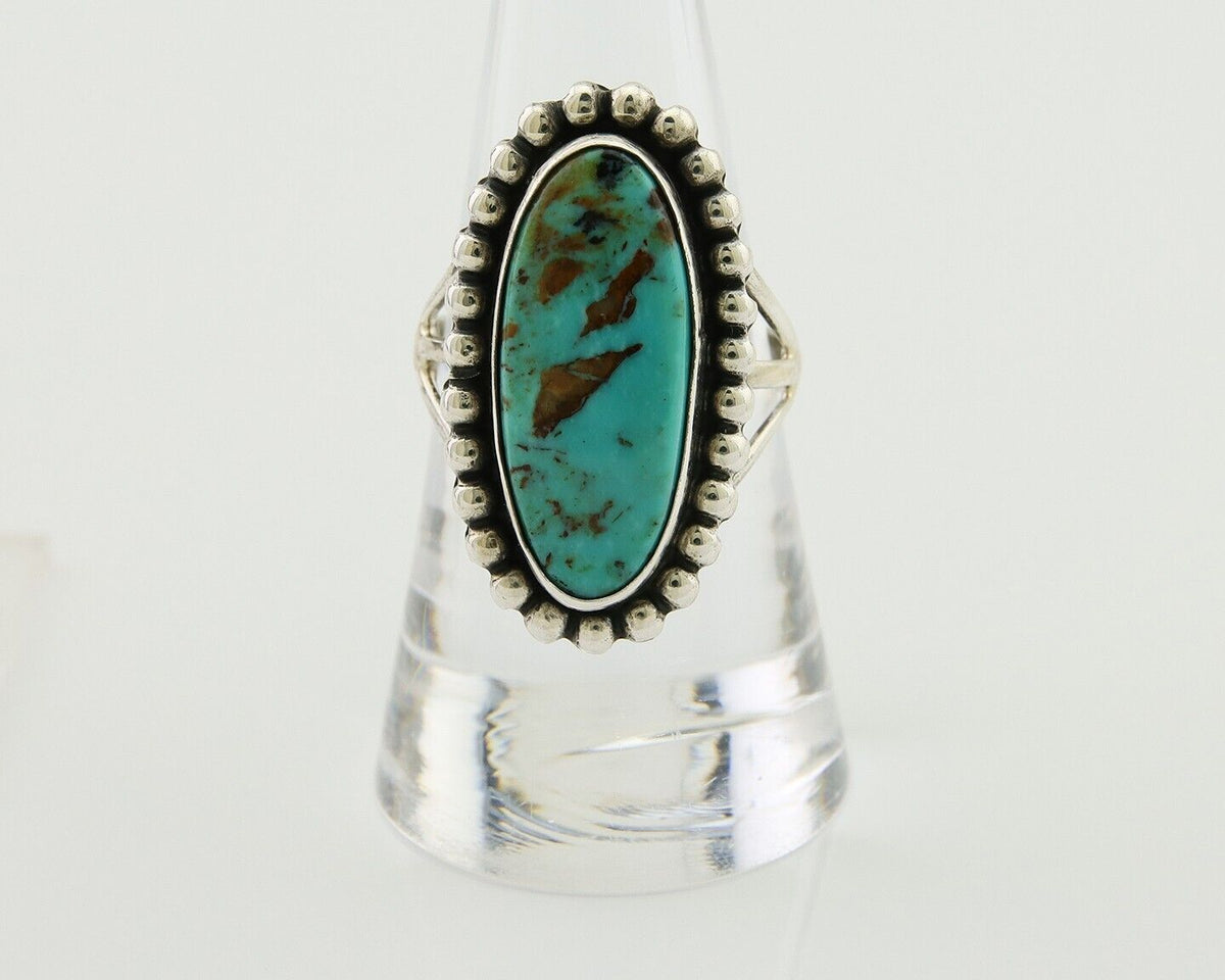 Navajo Shield Ring 925 Silver Arizona Turquoise Native Artist C.80's