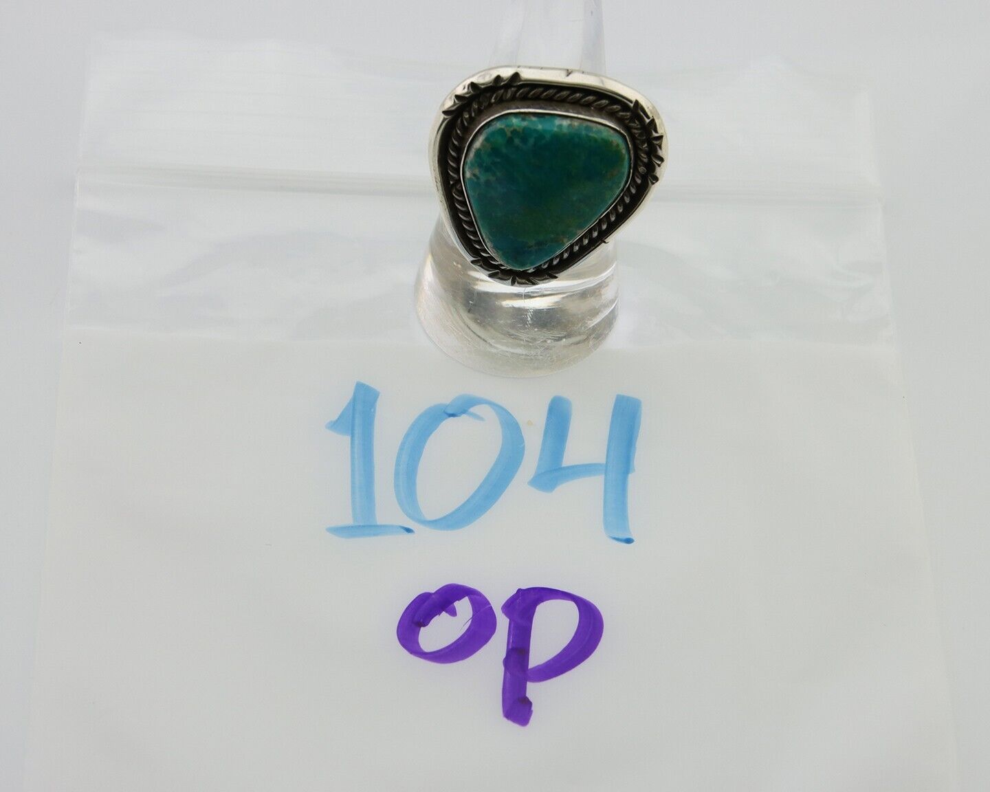 Navajo Ring 925 Silver Blue Turquoise Native American Artist C.80's