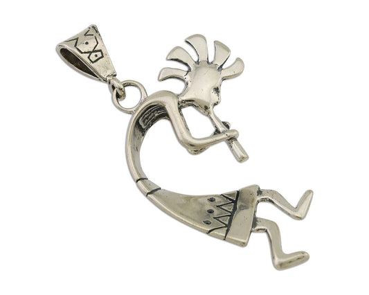 Navajo Kokopelli Pendant 925 Sterling Silver Artist Signed Masha C.80's
