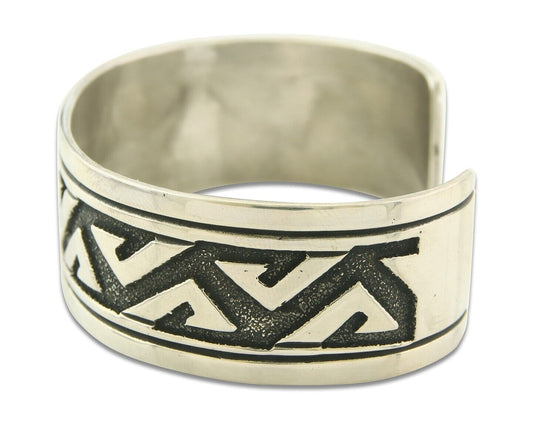 Navajo Bracelet 925 Silver Artist Signed Thomas Singer Cuff C.80's