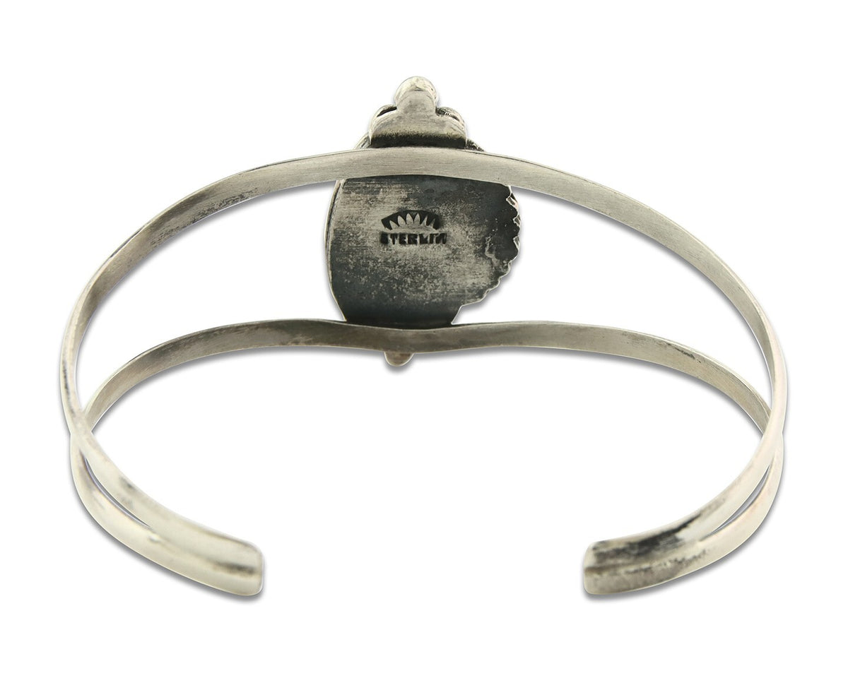 Vintage Navajo Bracelet 925 Silver Manassa Turquoise Handmade Signed Sunrise