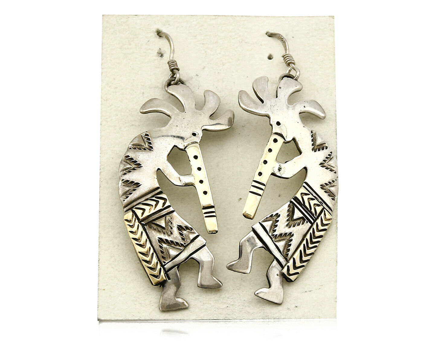 Genuine outlet Turquoise Kokopelli Earrings Cute Silver Gold Navajo Dangles 0085