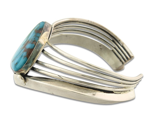 Vintage Navajo Bracelet 925 Silver Blue Nevada Turquoise Handmade