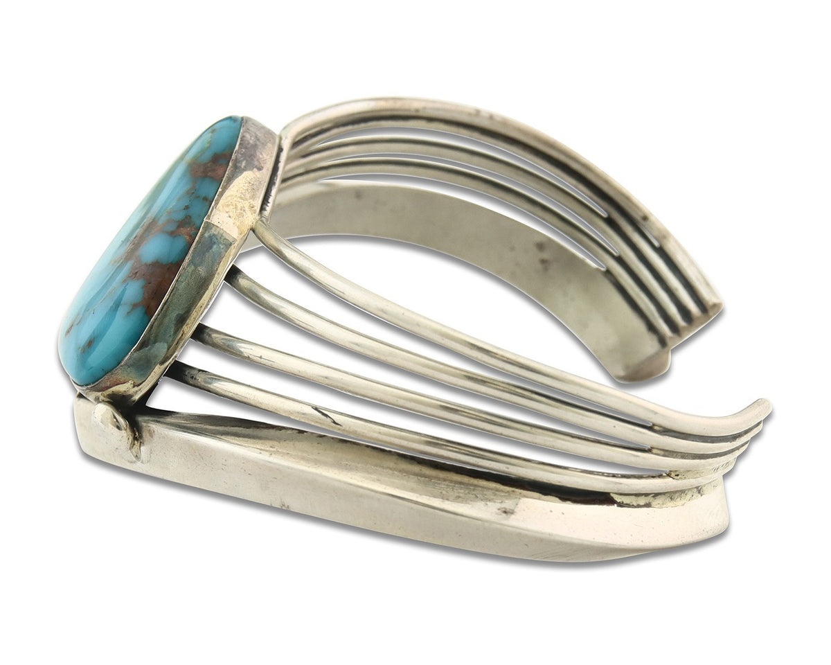 Vintage Navajo Bracelet 925 Silver Blue Nevada Turquoise Handmade