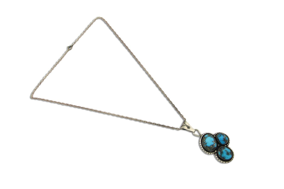Navajo Necklace 925 Silver Morenci Turquoise Artist Signed Tony Guerro C.80's