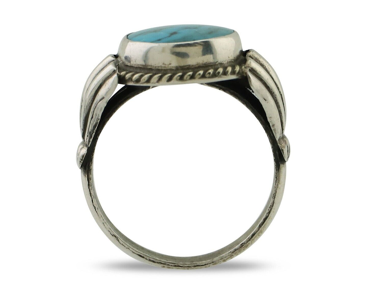 Navajo Handmade Ring 925 Silver Blue Turquoise Native American Artist C.80's