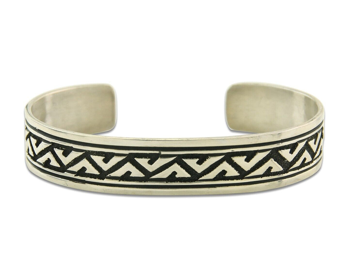 Mens's Navajo Bracelet 925 Silver Artist Signed Thomas Singer Cuff Made 1980's