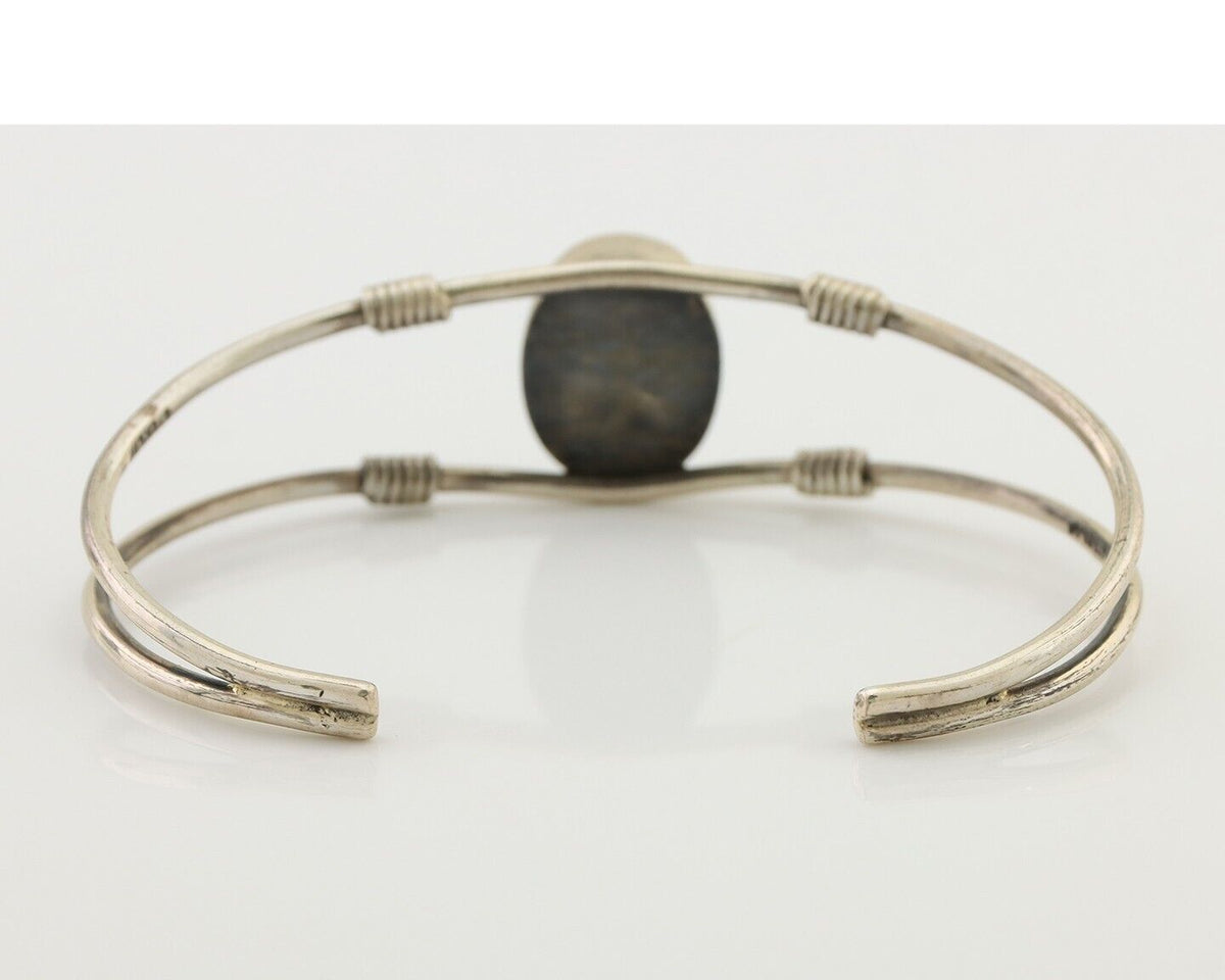Navajo Bracelet 925 Silver Natural Green Turquoise Native American C.80's