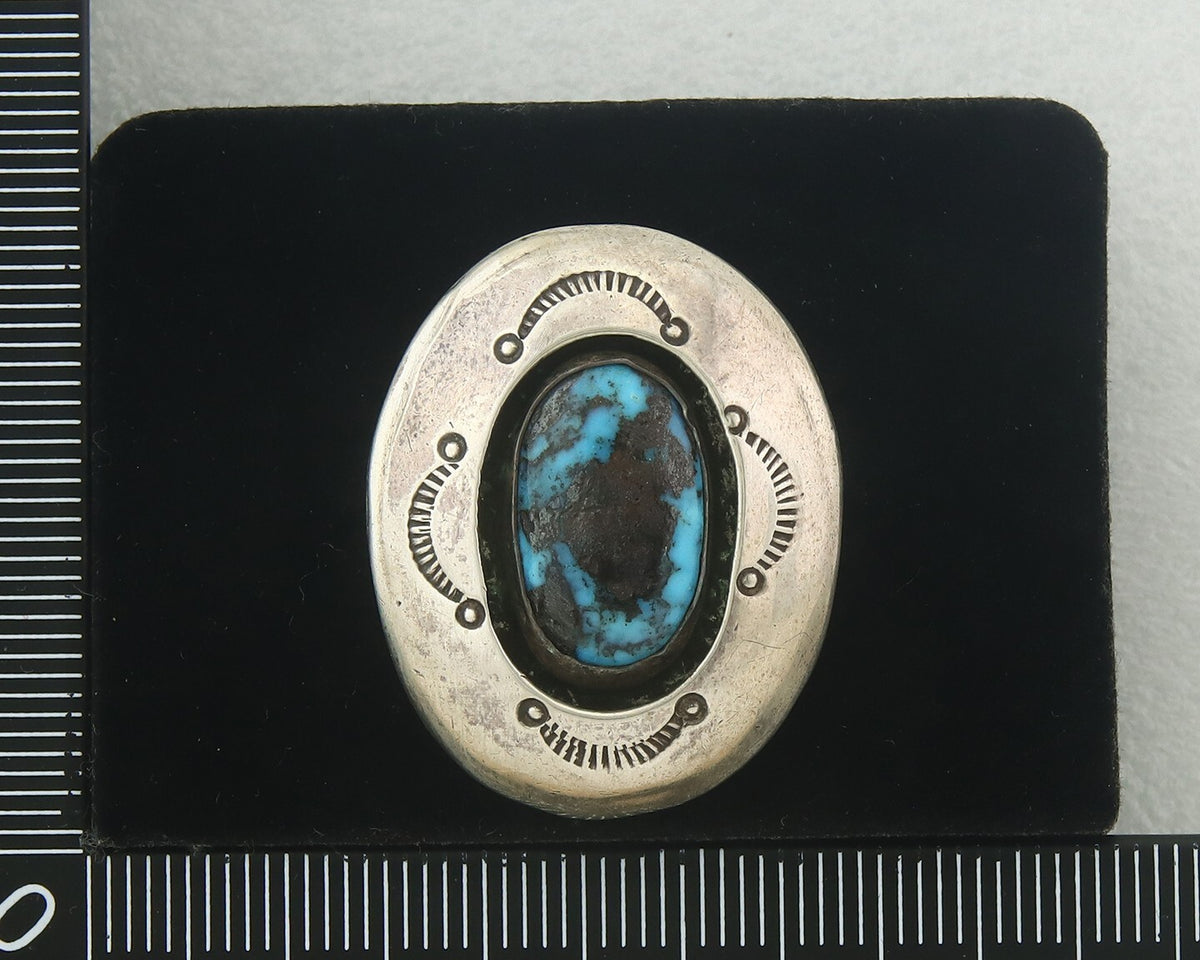 Vintage Navajo Ring 925 Sterling Authentic Traditional Turquoise Size 7.75