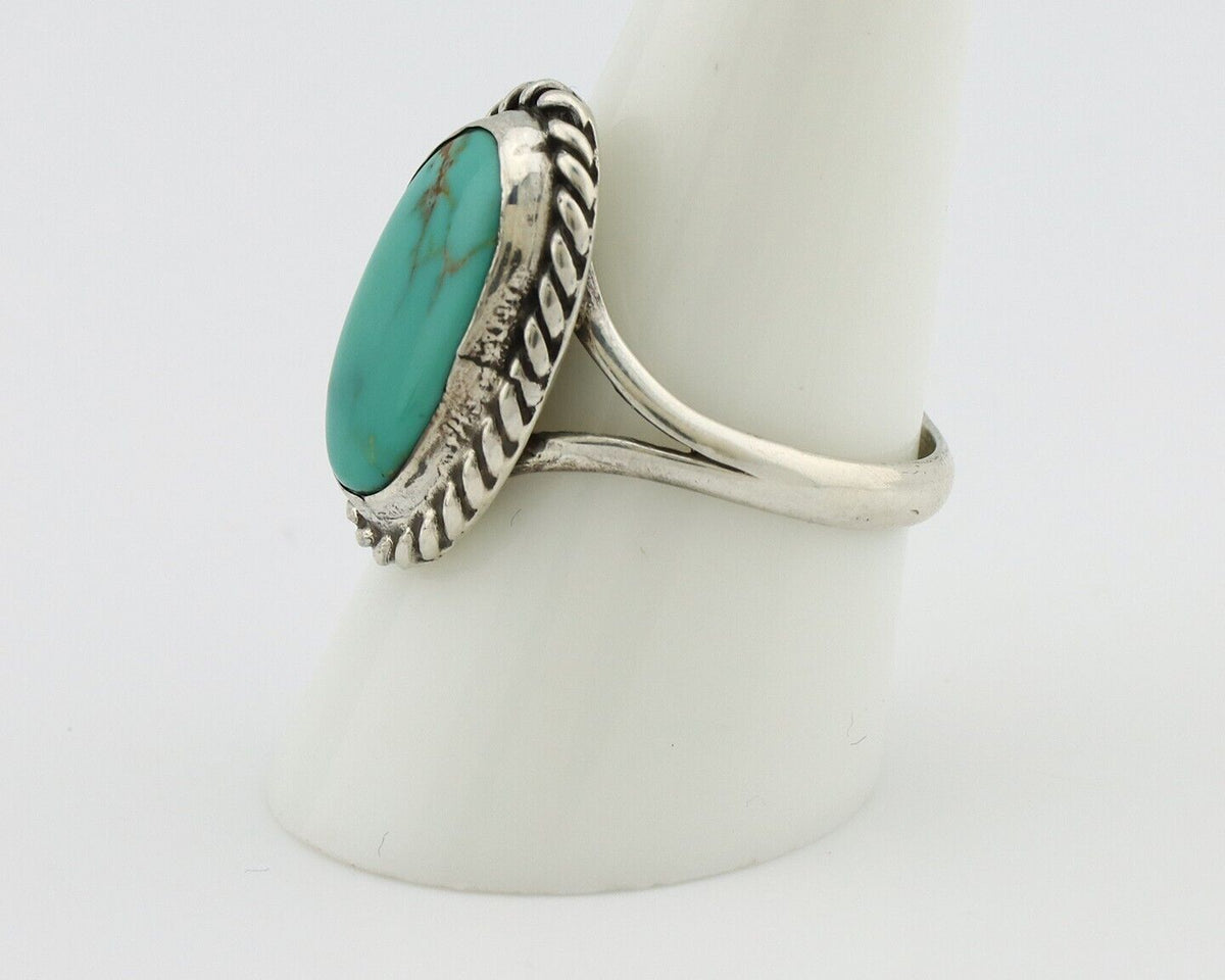 Navajo Ring 925 Silver Kingman Turquoise Native American Artist C.80's