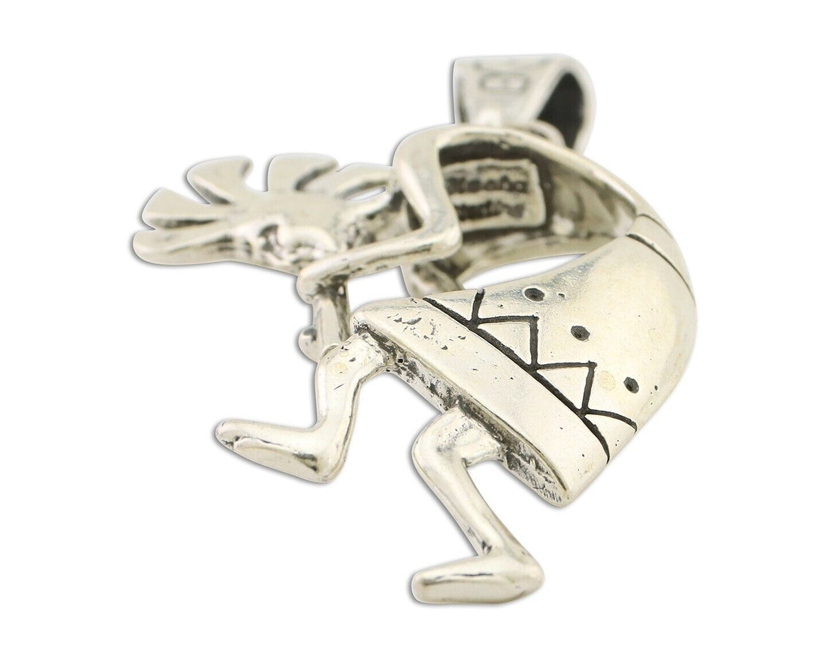 Navajo Kokopelli Pendant 925 Sterling Silver Artist Signed Masha C.80's