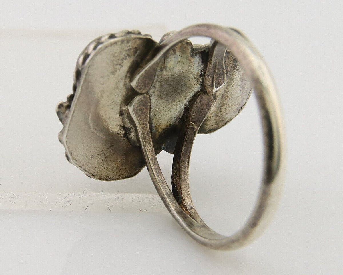 Navajo Ring 925 Sterling Silver Natural Turquoise Native American Artist C.80's