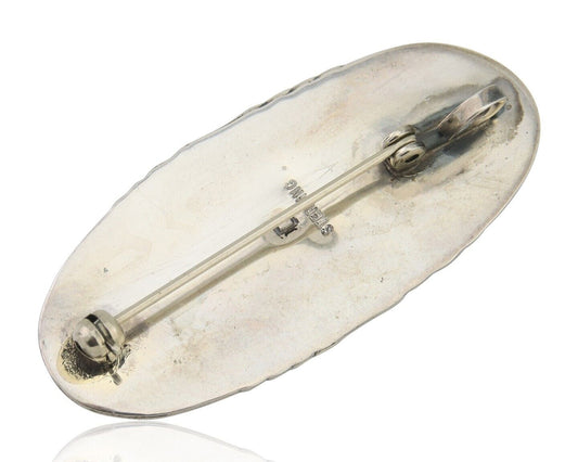 Navajo Pin Pendant 925 Silver Natural Blue Turquoise Artist Signed Davey Morgan