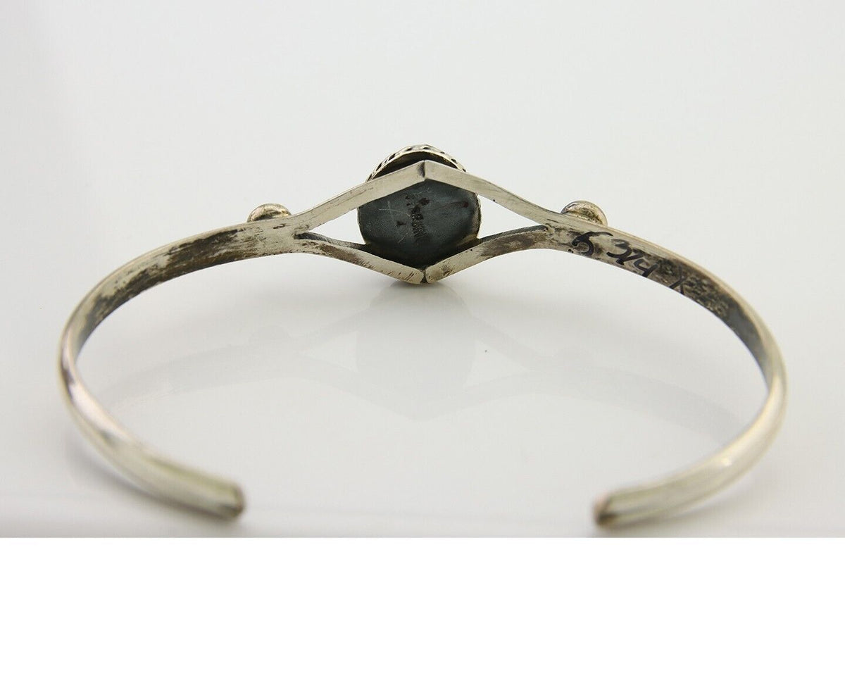 Navajo Cuff Bracelet 925 Silver Turquoise Native American Artist Handmade C.80's