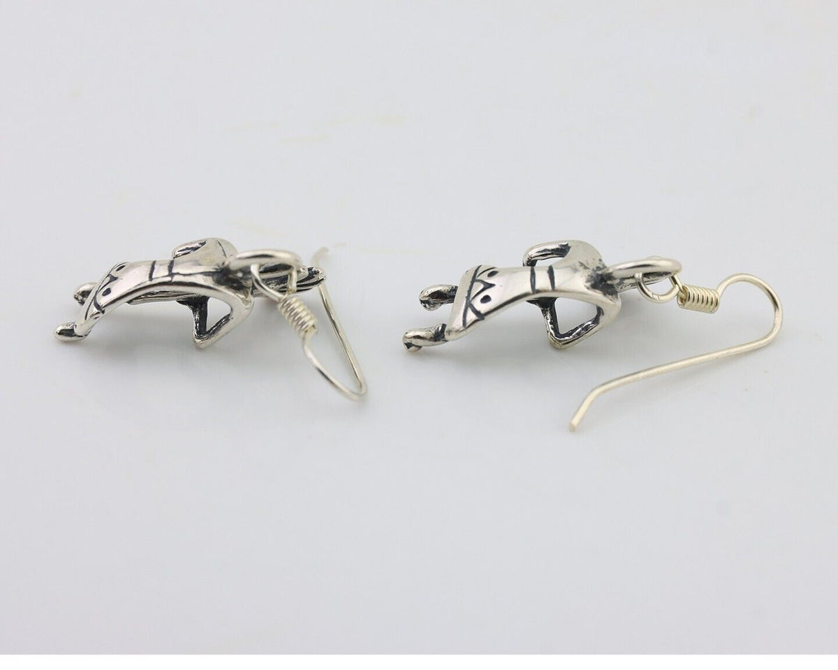 Navajo Kokopelli Dangle Earrings 925 Silver Native American Artist C.80's