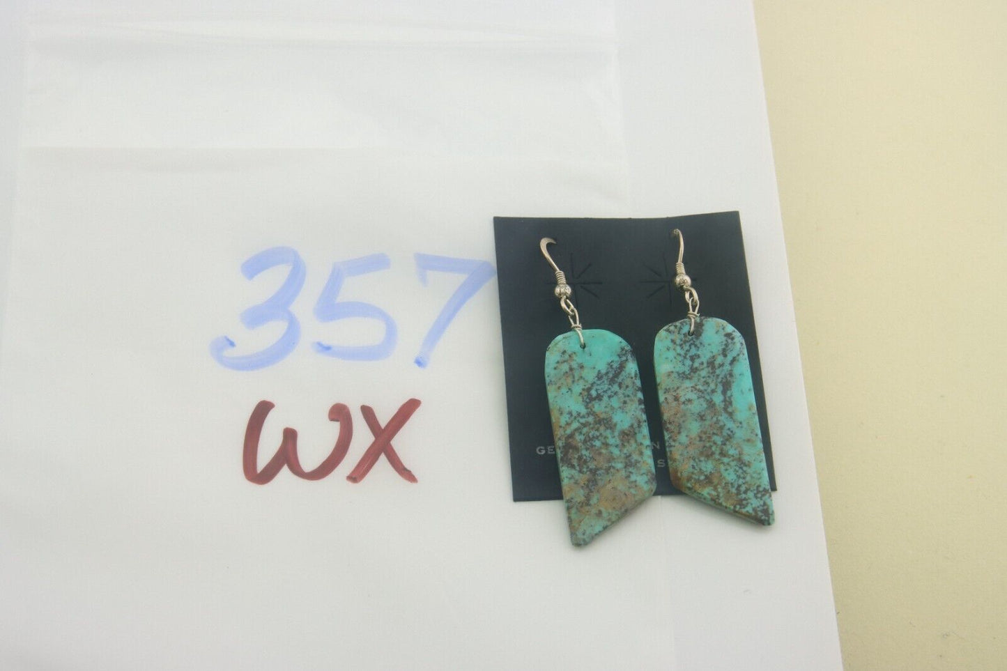 Santo Domingo Earrings 925 Silver Natural Turquoise Native American Artist C80s