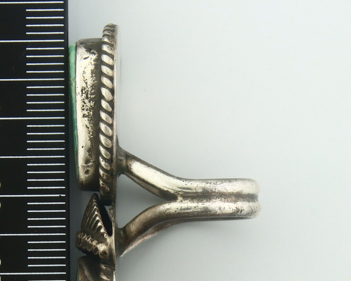 Navajo Ring 925 Sterling Turquoise Handmade Native Artist C.80's Size 7.0