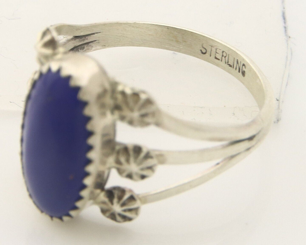 Navajo Ring 925 Sterling Natural Lapis Handmade Native Artist C.80's